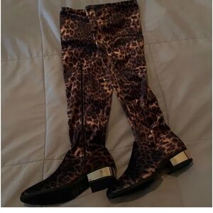 Bamboo animal Print  Brown Long Boots 7